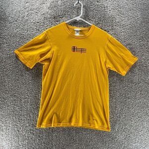 Vintage Champion‎ Shirt Adult Medium Yellow Big Back Hit Streetwear Cotton Logo